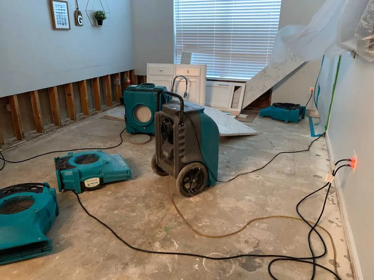 Dehumidifier in flood-cut room for Water Extraction & Removal in Lubbock